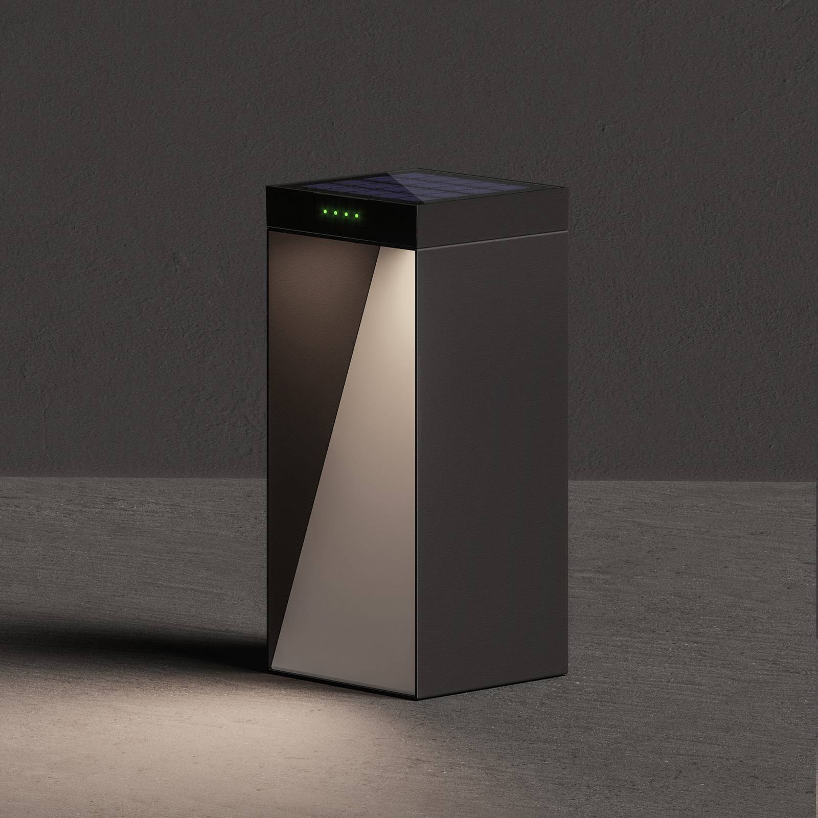 KLEWE LED-Solarlampe MILIO SIDE, anthrazit, 35 cm, Alu, IP65 SIDE, schwarz, Aluminium, Modern, Solarleuchten