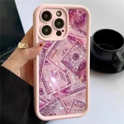 Rose Gold Dollar Print Shockproof Phone Case For iPhone 11 12 13 14 15 16 Pro Max XS X XR 7 8 Plus 16E Shockproof Silicone Cover