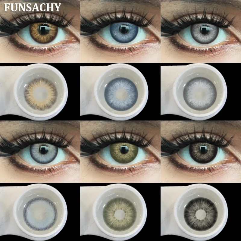 FUNSACHY 1 Paar modische farbige Kontaktlinsen für Augen, koreanische braune natürliche weiche Linsen, schöne kosmetische graue Pupillen, blaue Linse Image