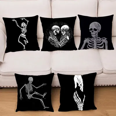 1pc Anatomisches Skelett Tafel Kissen Fall Platz Schlafzimmer Sofa Freizeit Komfort Kissen Auto Wohnzimmer Hause Dekoration Image