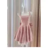 Elegante Rosa Großen Bogen Pailletten Kurze Kleider Frauen Sommer Straps Süße Sommerkleid Sexy Club