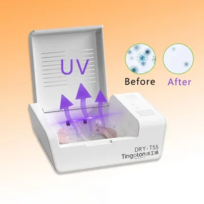 T55 Hearing Aids Dryer Dehumidifier UV-C Ultraviolet Removes Sweat Moisture From Earphones,Ear