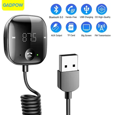 Gadpow FM Transmitter Bluetooth 5.0 Car Audio Transmitter Wireless Bluetooth Adapter Car Kit
