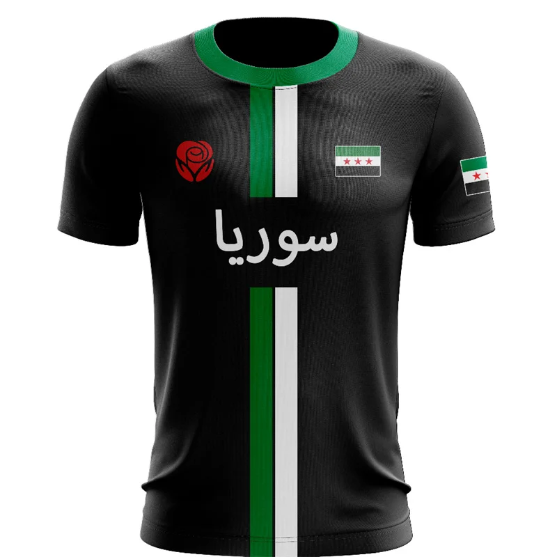 T-shirt da calcio Siria T-shirt da uomo T-shirt sportiva da esterno T-shirt casual con stampa 3d bandiera siriana manica corta oversize
