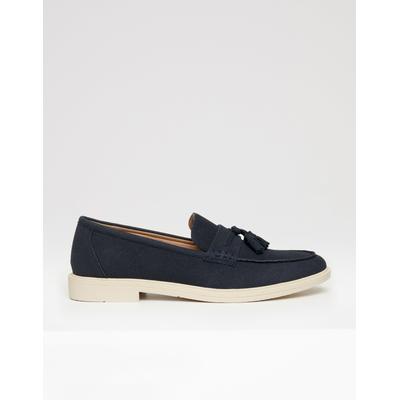 Navy Faux Suede Tassel Loafers