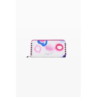 Medium wallet with detachable leather-effect
