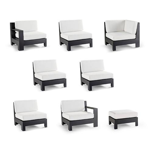 St. Kitts 8-pc. Modular Set in Matte Black Aluminum - Standard, Coral/Red - Frontgate