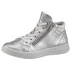 Sneakerboots ARA "ROM", Damen, Gr. 4,5 (37,5), bunt (silberfarben, weiß), Glattleder, metallic, sportlich, Schuhe, High Top Sneaker, Schnürboots in Weite G (= weit)