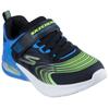 Sneaker SKECHERS "MICROSPEC MAX ADVANCE", Kinder, Gr. 33, schwarz, blau, limette, Textil, Lederimitat, kontrastfarbene Details, sportlich, Schuhe, Freizeitschuh mit Klettverschluss, Größenschablone zum Download