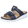 Keilpantolette RIEKER, Damen, Gr. 42, blau (nachtblau), Lederimitat, unifarben, casual, Schuhe, Sommerschuh, Strandschuh, Keilabsatz, mit zwei Klettverschlüssen