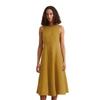 Midikleid MARC O'POLO "in A-Linie geschnitten", Damen, Gr. 46, Normalgrößen, gelb (golden gelb), Obermaterial: 100% Leinen; Futter: 100% Baumwolle, unifarben, figurbetont lang, Rundhals, ohne Ärmel, Kleider