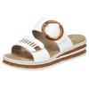 Keilpantolette RIEKER, Damen, Gr. 37, weiß, nussbraun, Lederimitat, kontrastfarbene Details, feminin, Schuhe, Sommerschuh, Strandschuh mit regulierbaren Klettverschlüssen