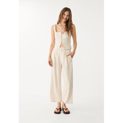 Stradivarius Strappy linen blend top with buttons Stone XS