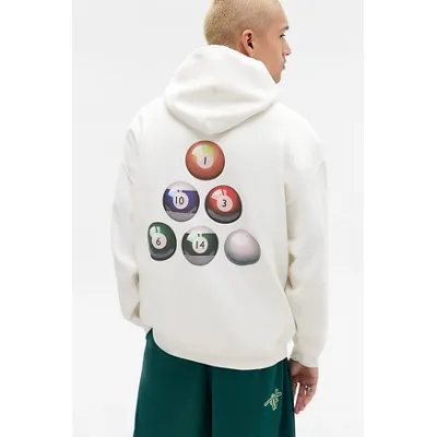 UO White Snooker Ball Hoodie - White L at Urban Outfitters
