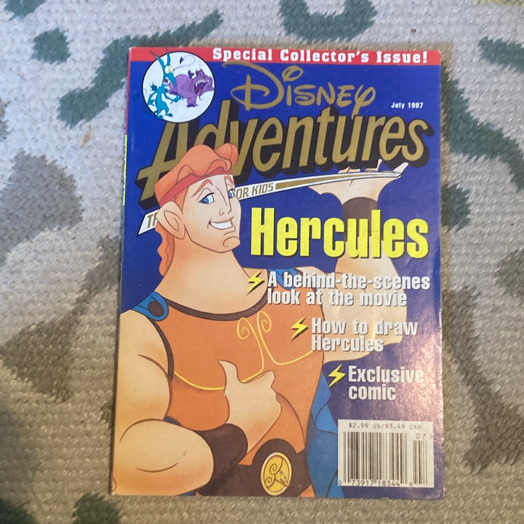 Disney Other | Vintage Disney Adventures Hercules Magazine | Color: Blue/Yellow | Size: Os