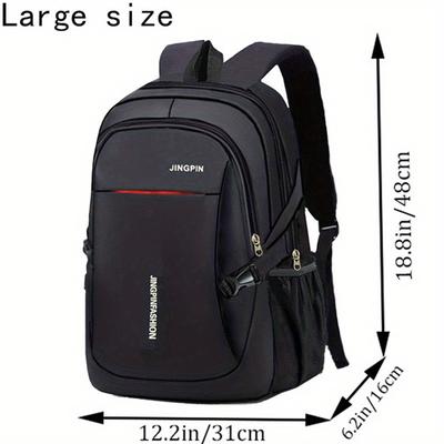 TEMU Neutral Color Canvas Simple Double Shoulder Bag, Nylon, Sports Style, No Printing, Rechargeable Battery Free, With Travel Backpack For Men, Women, Going Out, Computer Travel Image