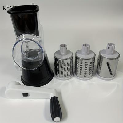 TEMU Kemorela 3-in-1 Rotary Cheese Grater & Vegetable - Abs, Includes 3 Blades For Perfect Slices & Image