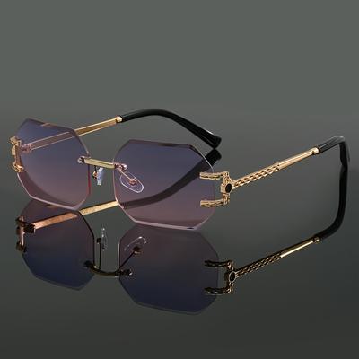 TEMU Stylish Square Frameless Metal Fashion Glasses For - Parties, Casual Events & Holiday Gifts Image