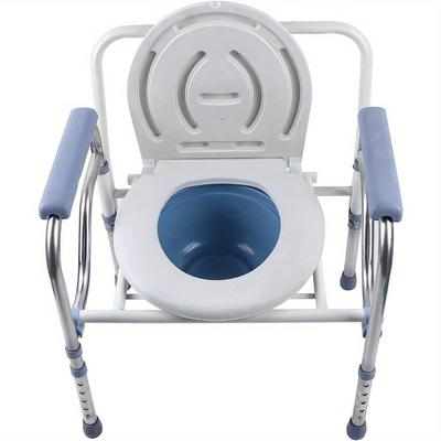TEMU Toilet Chair For Seniors Toilet Seat Commode Night Chair For Seniors Foldable Height Adjustable With Toilet Bucket Shower Chair Toilet Seat Toilet Chair White Image