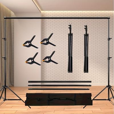 TEMU Adjustable Backdrop Stand For Photo Studio, Parties, Weddings - 7x7ft/2x2m With 3* Crossbars, 4 *clamps, And Balloon Arch Support Kit Image