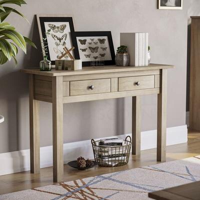 Panama 2 Drawer Console Table With Shelf Solid Pine Side End Hallway Table Image