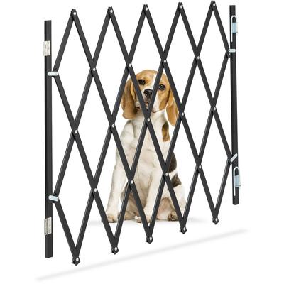 Relaxdays Hundeabsperrgitter, ausziehbar bis 118 cm, 69-82,5 cm hoch, Bambus, Hunde Schutzgitter,