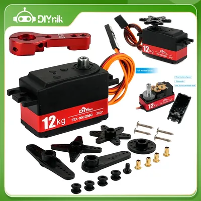 12KG Digital Servo Low Profile Servo Full Metal Gear High Torque 4.8-7.4V 180/270/360 Degree for 1/10 1/8 RC Car Robot TD-9512MG