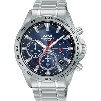 Chronograph LORUS, silber (silberfarben, blau), Armbanduhren, Herren, Armbanduhr, Herrenuhr, Solar, Datum, Edelstahlarmband Image