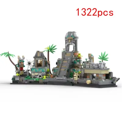 MOC-77015 1322 Stück kleine Partikelmontage-Bausteine, Gebäudehaus, Dschungelschatz, Ruinenburg Image