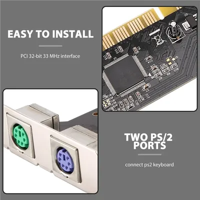 PCI auf 2 Ports Ps2 Adapterkarte Ps/2 Pci Karte Pci Ps2 Karte ohne USB für Tastatur Maus Combo Image