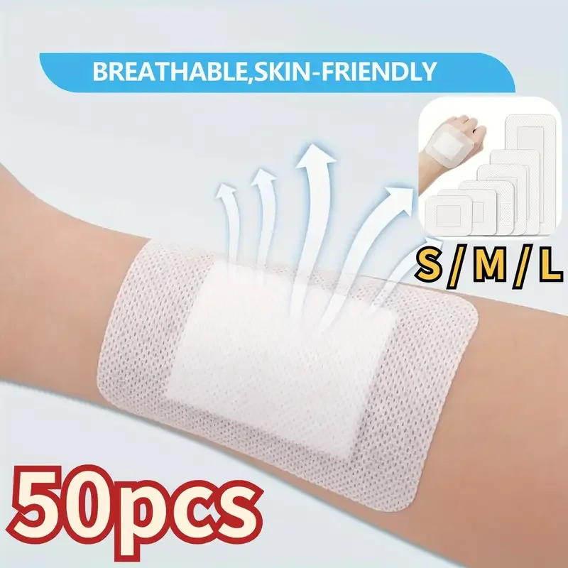 50 stücke Große Größe Hypoallergen Vlies Medizinische Klebstoff Wunde Dressing Pflaster Verband Große Wunde Erste Hilfe Gesundheit Patch Image