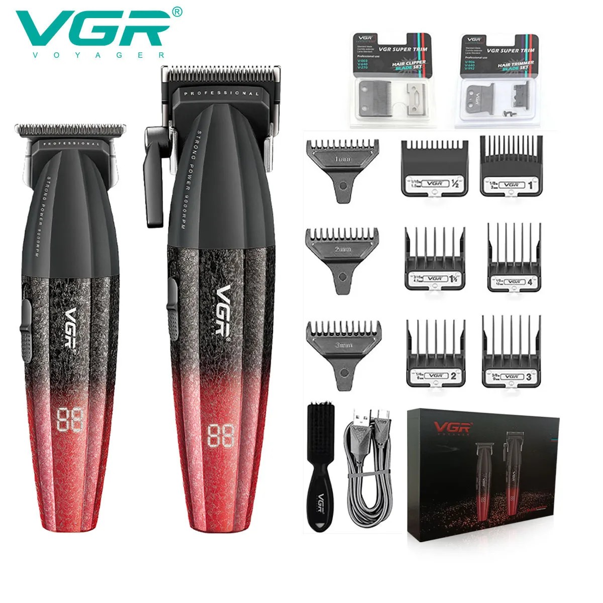 VGR Verbesserter Haarschneider Professioneller Haarschneider Elektrischer Körperhaarschneider Bestseller 9000 U/min Haarschneider Schnäppchen Verstellbar Haarschneider für Männer V-640 Image