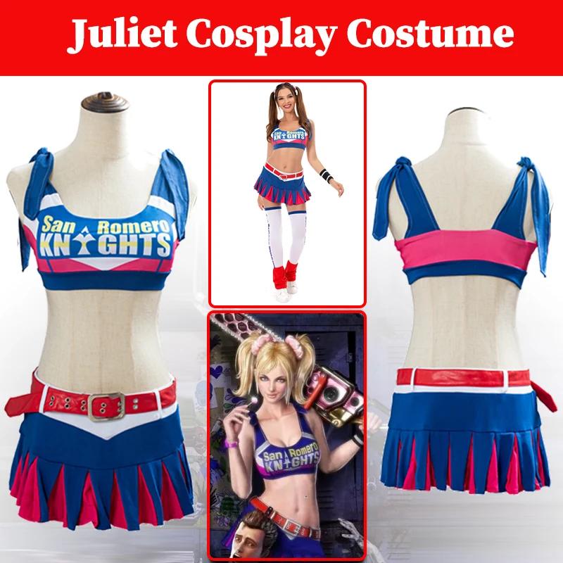 Juliet Star Cosplay Lutscher Kostüm Spiel Kettensäge Outfits Frauen Rollenspiel sexy Kleid Kopf bedeckung komplettes Set Halloween Party Anzug Image