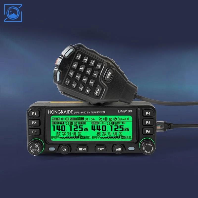 DM9100 Fahrzeug-Walkie-Talkie 136–174 MHz/400–470 MHz DMR UHF/VHF Dual Band 25 W FM-Transceiver Bluetooth GPS Image