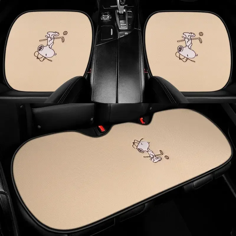 Snoopy Auto Leinen Sitzkissen Vier Jahreszeiten universelle dreiteilige Sommermode Cartoon rutschfeste atmungsaktive Sitzkissen