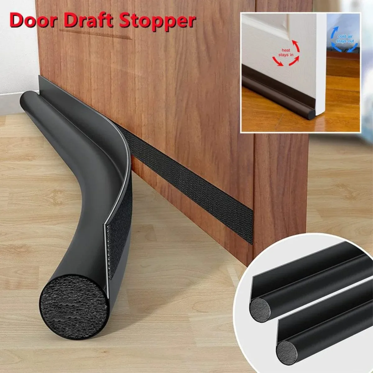 1PC 96cm/37,79 zoll Winddicht Dichtung Streifen Stopper Tür Boden Schutz Doppel Protector Türstopper Staub-proof Blocker sealer Schalldicht Image