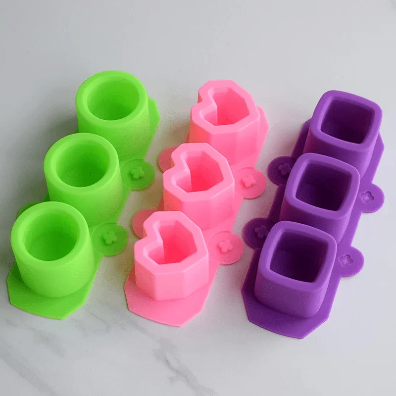 3-Loch Runde Beton Blumentopf Vase Silikonform Gips Betonform für Sukkulenten Blumentopf DIY Aromatherapie Kerze Dekor Image