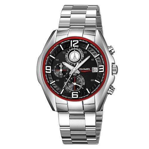 SKMEI Solide Edelstahl Armband Herren Business Multifunktionale Sechs-Pin Uhr Fashion Wasserdicht Kalender Quarz Uhr Image