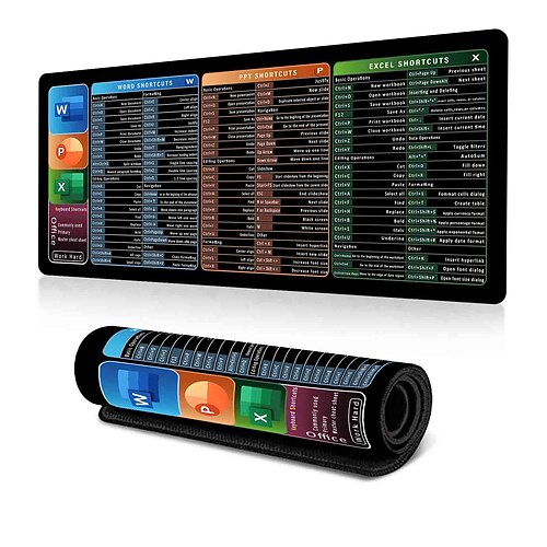 Excel-Spickzettel-Schreibtischunterlage, XL-Mauspad mit Tastenkombinationen, 31,5x11,8 oder 35,4x15,7, Schreibtischschutz, rutschfest, wasserfest, Büroarbeit Gaming, Produktivitätsgeschenk für Image