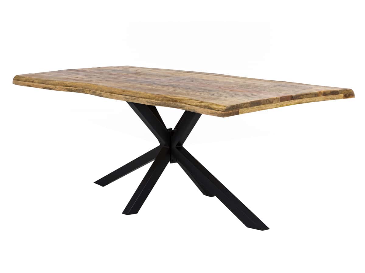MiaMöbel Esstisch 'Vanaja' 200x100 cm, Mango/Antikschwarz Massivholz, Metall Mango Modern