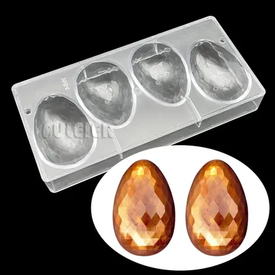 4 Hole Diamond Easter Egg Chocolate Candy Mold Polycarbonate For Bonbon Sweets Baking Mold Chocolate
