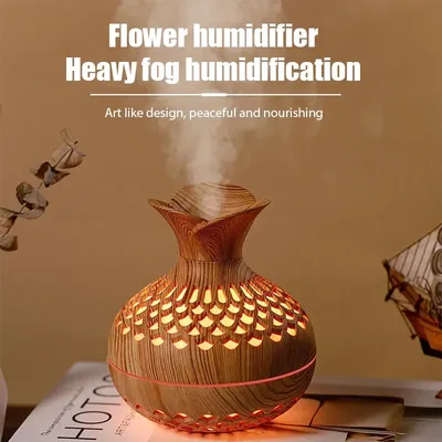Wood Grain Mini Vase Air Humidifier USB Electric Ultrasonic Water Aroma Essential Oil Diffuser Home