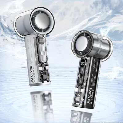 2025 New 100Gears AI Superconducting Cooling Hanging Neck Outdoor Folding Desktop Mini Fan Hand-held