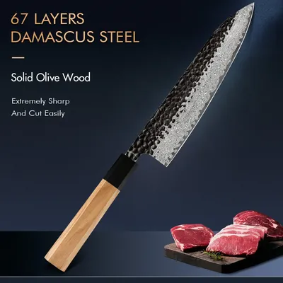 TURWHO Japanese Chef's Knives Professional 67 Layer Damascus Steel VG10 Steel Core Super Sharp Hand