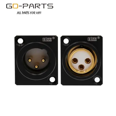EIZZ High End 3-PIN Male Female XLR Connector MIC AMP CANNON Plug Adapter 24K Gold Plated Tellurium