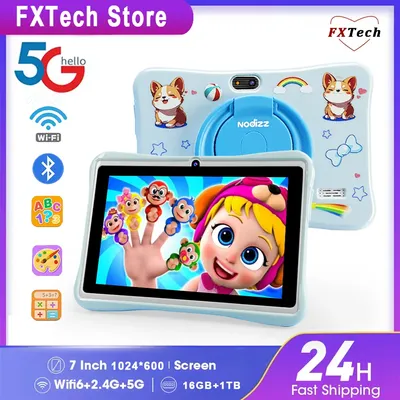 2025 New FXTech 7 Inch 5G WiFi Kids Tablets Quad Core Android Learning Education Tablet PC 16GB RAM