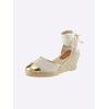 Keilsandalette HEINE, Damen, Gr. 41, silber (beige, platinfarben), Textil, Synthetik, modisch, Schuhe