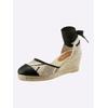 Keilsandalette HEINE, Damen, Gr. 42, beige (beige, schwarz), Textil, Synthetik, modisch, Schuhe