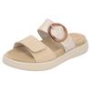 Pantolette REMONTE, Damen, Gr. 41, beige (beige, creme), Lederimitat, metallic, casual, Schuhe, Sommerschuh, Schlupfschuh in veganer Verarbeitung