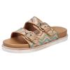 Pantolette RIEKER, Damen, Gr. 36, bunt (pastell multi), Bast, Flechtoptik, casual, Schuhe, Sommerschuh, Strandschuh, Urlaubsschuh, Schlappen in Flecht-Optik